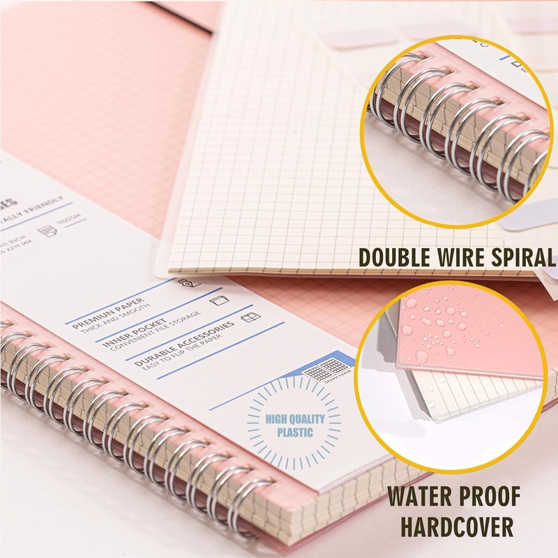 OWSC 3 Pack Graph Notebook, 8.5 x 11 Inches Spiral Notebooks for Work, School and Journal with 110 GSM Graph Paper, Large Notebook with 80 Sheets/160 Pages, Hardcover Grid Paper Notebook - Image 5